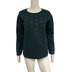 SONIA RYKIEL Green Polka Dot Neoprene Long Sleeve Pullover Sweater Top S